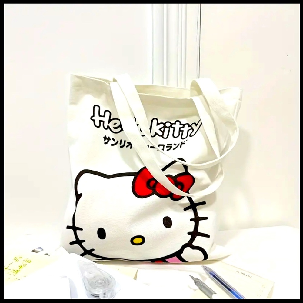 Hello Kitty Red and White Tote Bag with Graphic Design
